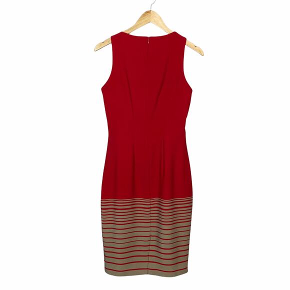 Moncho Heredia Spain Red Tan Striped Sleeveless Sheath Dress Size 10 - Picture 7 of 10